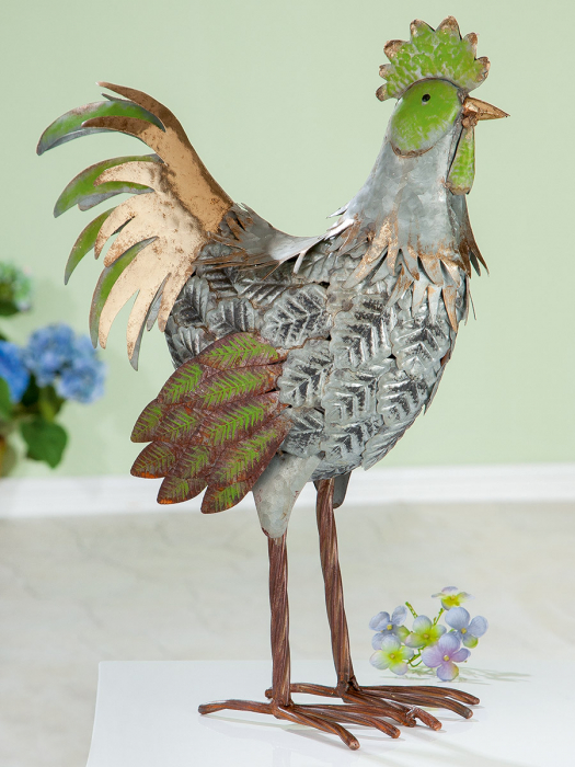 Decoratiune de gradina Chicken, metal, multicolor, 36x45x16 cm