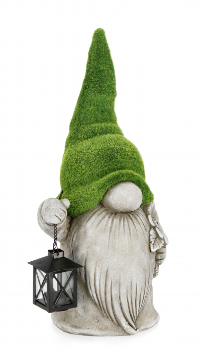 Decoratiune pentru gradina Gnome, Gri Verde, Compozit, 50.5 cm image8