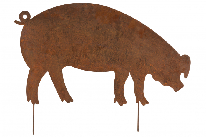 Decoratiune de gradina Pig, Metal Fier, Maro, 70×0.5×54 cm 70x0.5x54