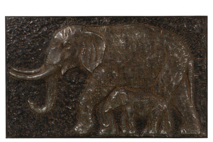 Poza Decoratiune de perete 2 Elephants, Metal Fier, Maro, 102x8x8 cm