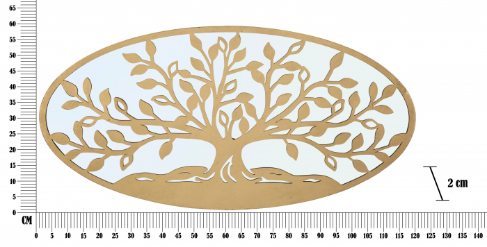 Decoratiune de perete Albero Della Vita, Fier/MDF/Oglinda, Auriu, 60x120x2 cm [6]
