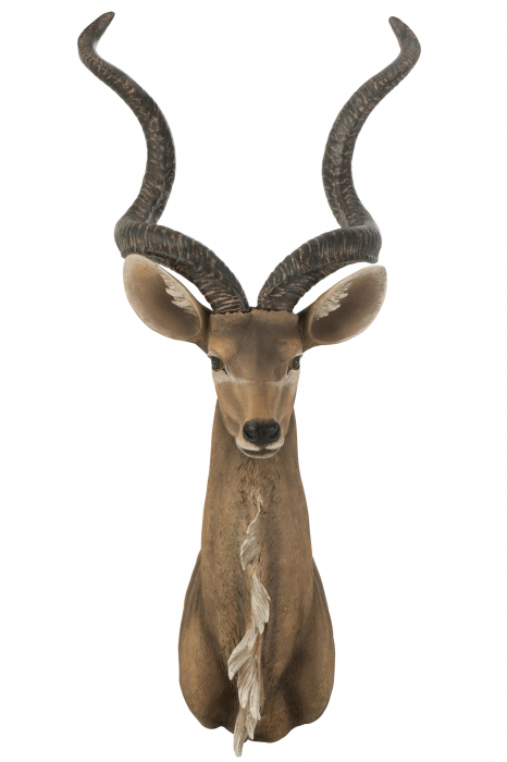 Decoratiune de perete Antelope Head, Rasina, Maro, 50x47x85 cm image0