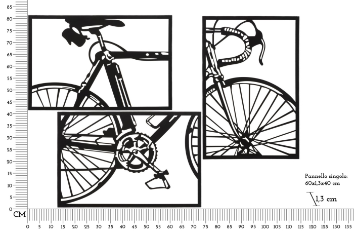 Decoratiune de perete bicicleta, 3 buc, 40x1,3x60 cm [6]
