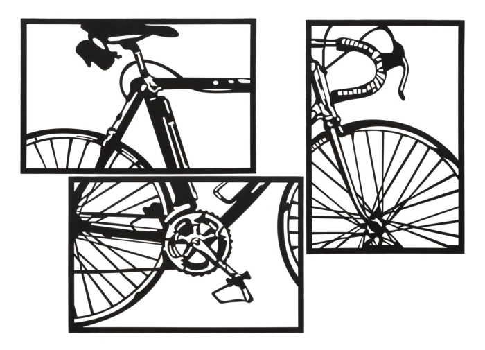 Decoratiune de perete bicicleta, 3 buc, 40x1,3x60 cm [1]