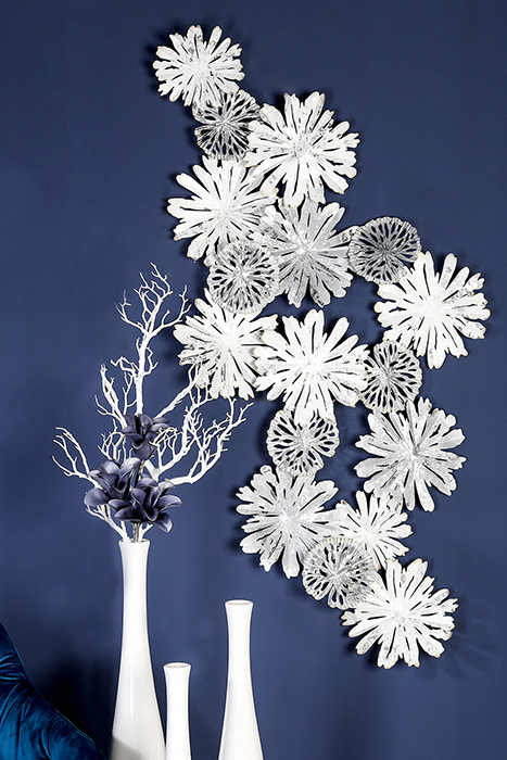 Decoratiune de perete Blanc, metal, multicolor, 7x150x70 cm [2]