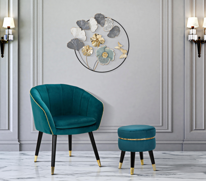Decoratiune de perete Campur Round, Fier, Multicolor, 74×78.5×5 cm lotusland.ro