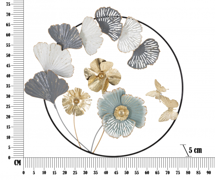 Decoratiune de perete Campur Round, Fier, Multicolor, 74x78.5x5 cm [6]