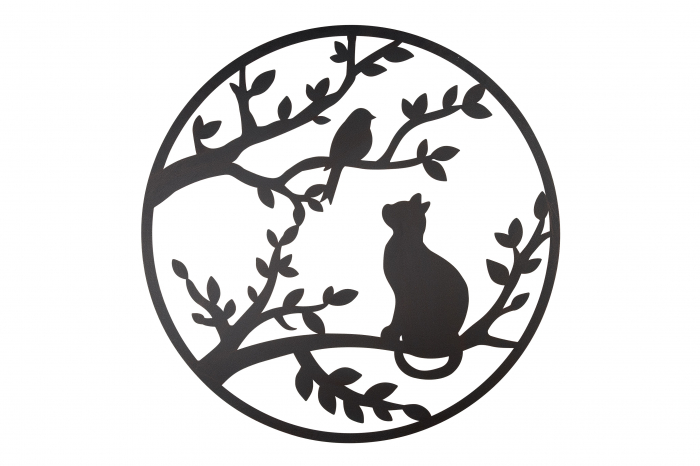 Decoratiune de perete Cat Bird, metal, maro, 80 cm [2]