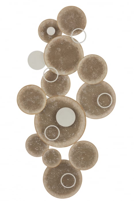 Decoratiune de perete Circles, Metal Fier, Maro, 119x60x9 cm Jolipa