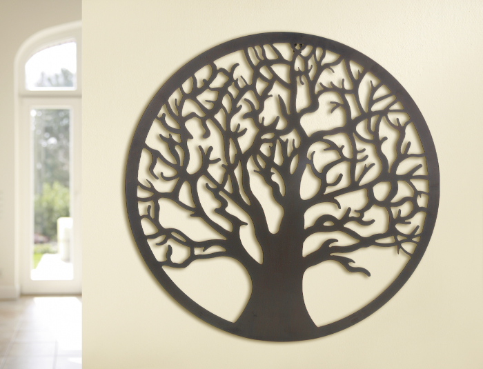 Poza Decoratiune de perete copac, metal, maro, 60 cm