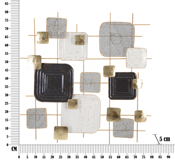 Decoratiune de perete Cubes, Fier, Multicolor, 80x80x5 cm [6]