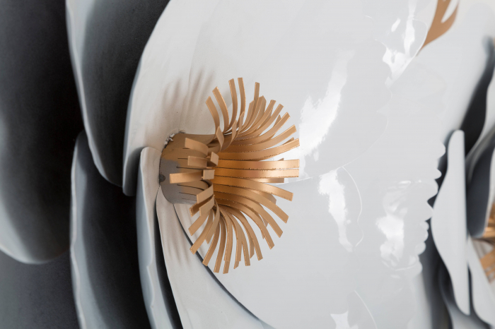 Decoratiune de perete Décor, Fier, Alb/Auriu, 60x158x9 cm [4]