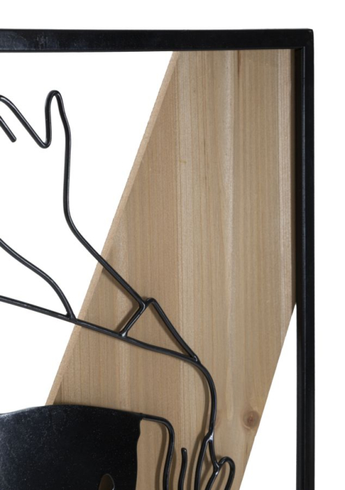 Decoratiune de perete din fier forjat si lemn, 50x2x90 cm [3]