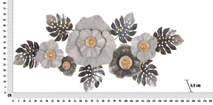 Decoratiune de perete Edy - A -, Fier, Multicolor, 72.4x152x8.9 cm [6]