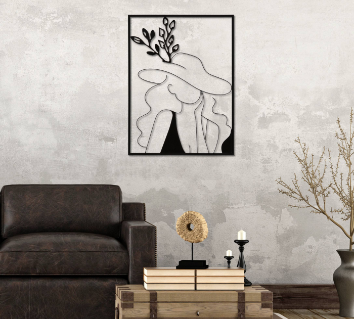 Decoratiune de perete ELEGANT -A-, Negru, Fier, 80x60x1 cm