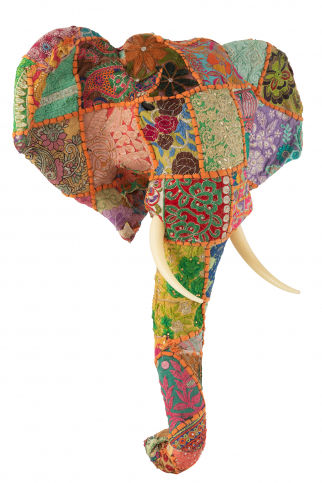 Decoratiune de perete Elephant, Fibre sintetice, Multicolor, 56x25x71.5 cm image0