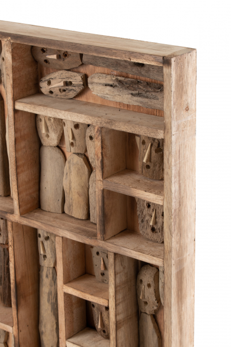 Decoratiune de perete Family Masks, Lemn, Natural, 150x100x5.5 cm [2]