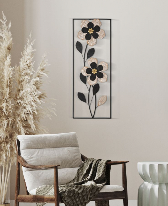  Decoratiune de perete, Fier/Lemn Divaker -A- 27X2,5X70 cm [5]