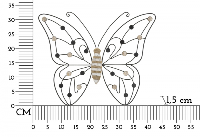 Decoratiune de perete, Fier/Lemn Fluture 39,5X1,5X33,5 Min 2 cm [6]