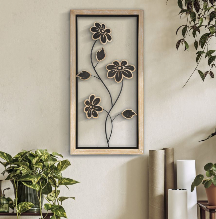  Decoratiune de perete, Fier/Lemn Girish -B- 30X2,5X60 cm [5]