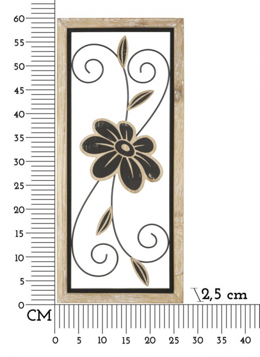  Decoratiune de perete, Fier/Lemn Koman -A- 26X2,5X60 cm [6]