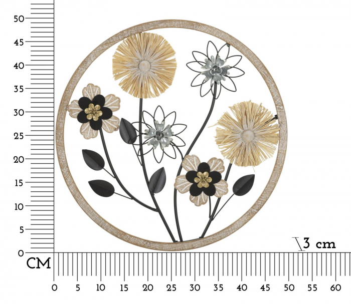  Decoratiune de perete, Fier/Lemn Ø 50X3 cm [6]