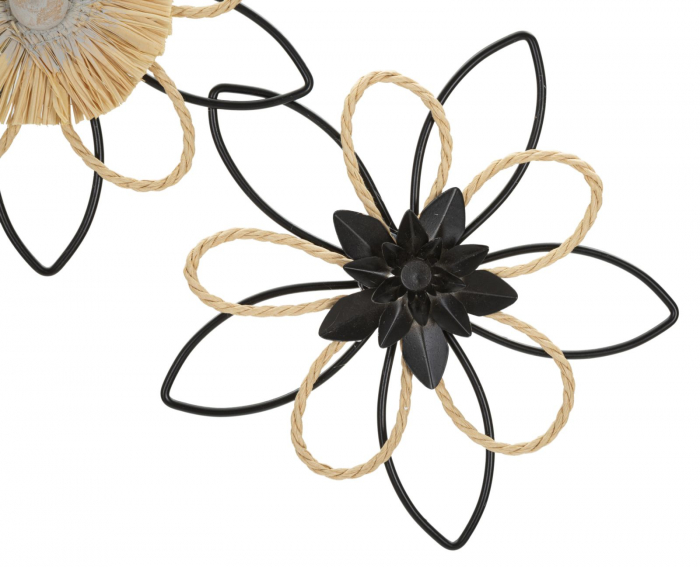  Decoratiune de perete, Fier/Rafie Flow 60X4X35 cm [3]