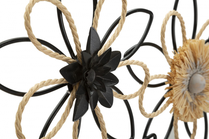  Decoratiune de perete, Fier/Rafie Flow 60X4X35 cm [4]