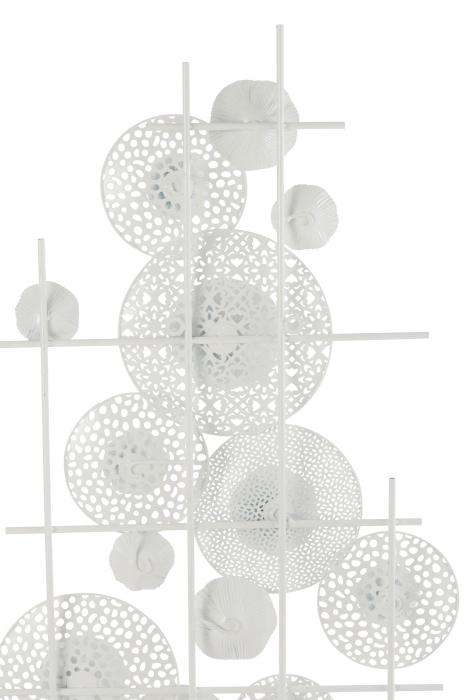 Decoratiune de perete Flowers, Metal/Fier, Alb, 150x60x6 cm [2]