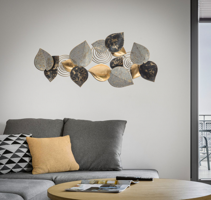 Decoratiune de perete Half Leaf A, Metal, Multicolor, 97X5.5X43 cm [6]