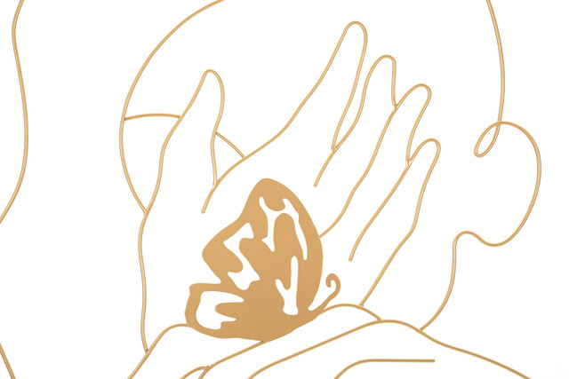 Decoratiune de perete Hands, Fier, Auriu, 80x60x1 cm [8]