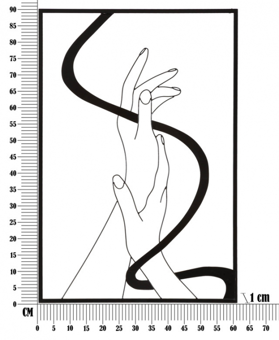 Decoratiune de perete Hands, Fier, Negru, 90x60x1 cm [12]