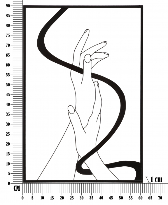 Decoratiune de perete Hands, Fier, Negru, 90x60x1 cm [6]