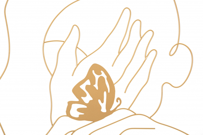 Decoratiune de perete Hands, Fier, Auriu, 80x60x1 cm [4]