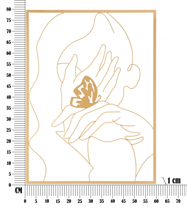 Decoratiune de perete Hands, Fier, Auriu, 80x60x1 cm [6]