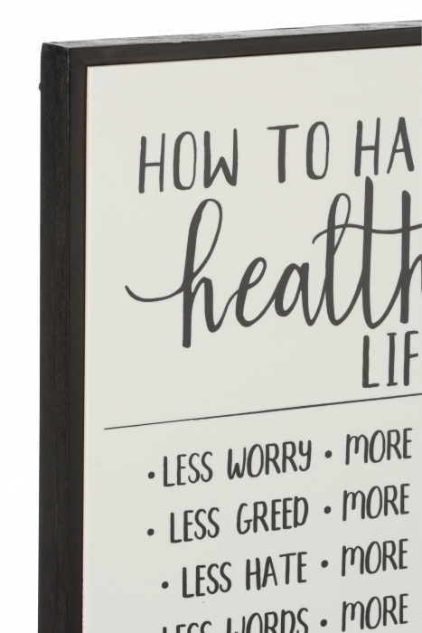 Decoratiune de perete Health Life, Lemn, Alb/Negru, 32.2x4x4 cm [3]