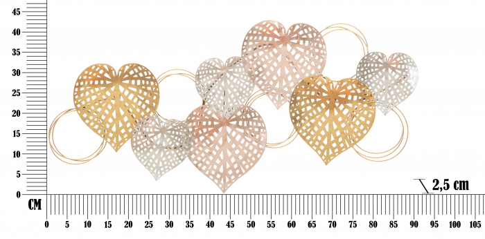 Decoratiune de perete Heart, Fier, Multicolor, 39.5x91x2.5 cm [6]