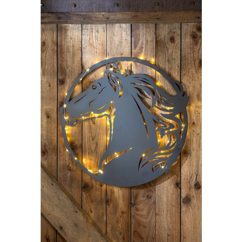 Decoratiune de perete Horse Head, Metal, Maro, 56x1x55 cm GILDE