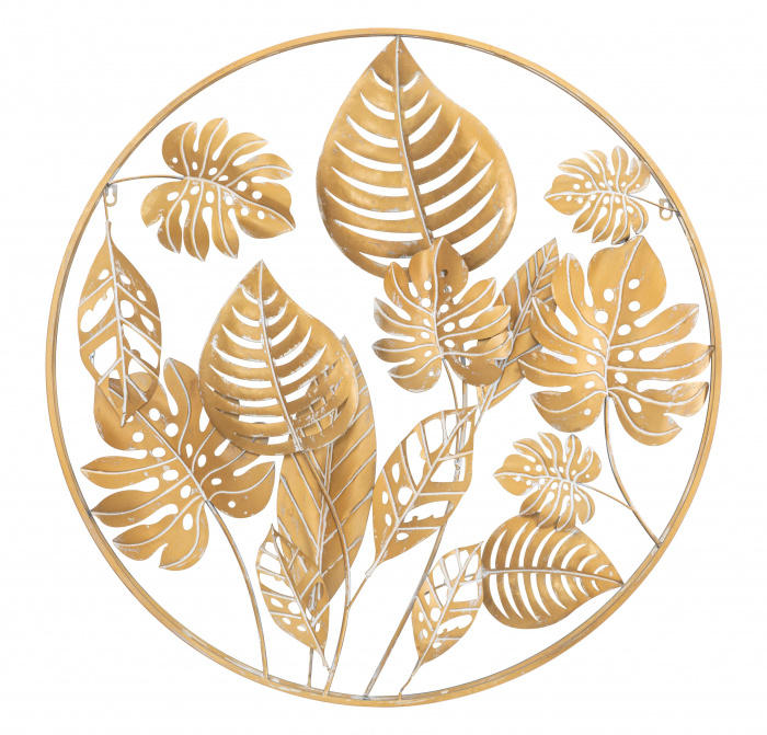 Decoratiune de perete Jungle Round, Fier, Auriu, 80x80x6.5 cm [2]