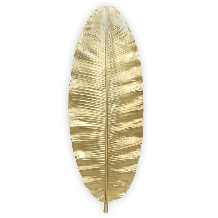 Decoratiune de perete Leaf, rasina fibra de sticla, auriu, 35x95x3 cm