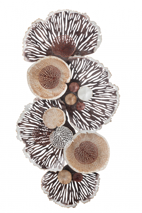 Decoratiune de perete Leaves Coconut, Metal Fier, Maro, 133x67x7 cm