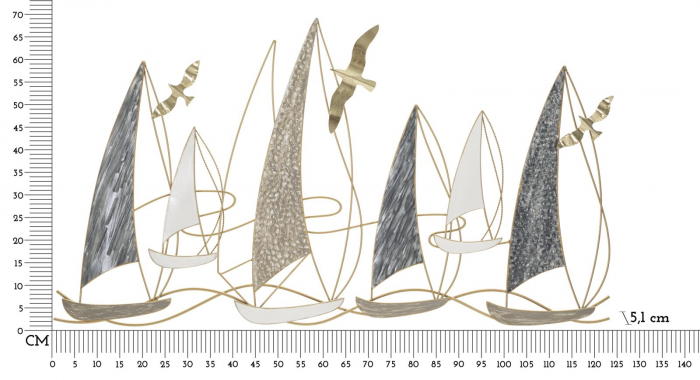  Decoratiune de perete, Metal,  Barca123,8X5,1X69,9 cm [6]