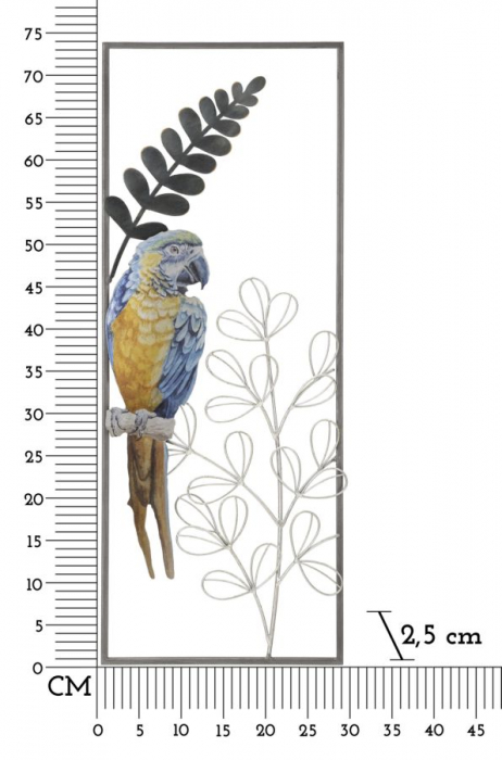  Decoratiune de perete, Metal,  Papagal 28,6X2,5X74,3 cm [6]