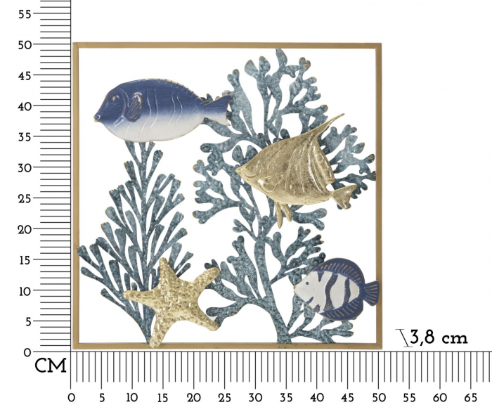 Decoratiune de perete, Metal, Pește 50,2X3,8X50,2 cm [6]