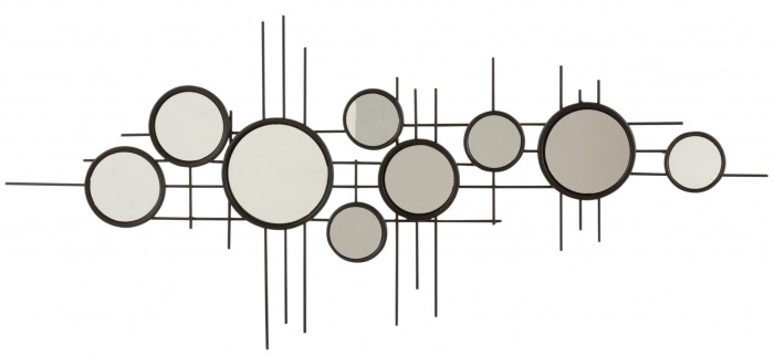 Decoratiune de perete Mirrors, Metal Fier, Negru, 98x1x42 cm