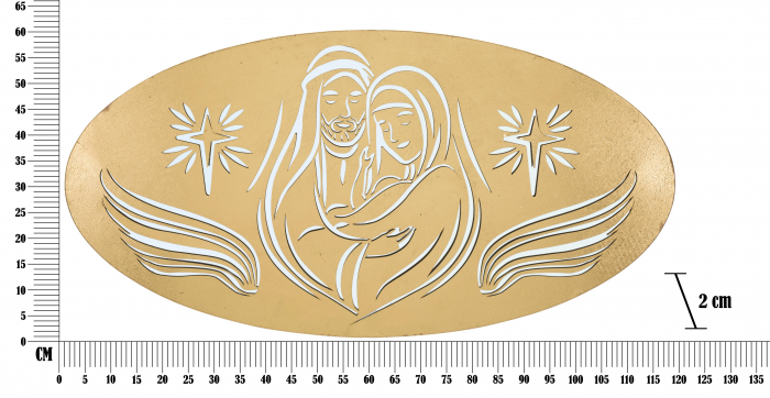 Decoratiune de perete Nativity -B-, Fier/MDF/Oglinda, Auriu, 60x120x2 cm [8]
