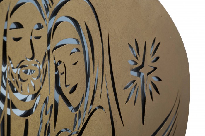 Decoratiune de perete Nativity -B-, Fier/MDF/Oglinda, Auriu, 60x120x2 cm [3]