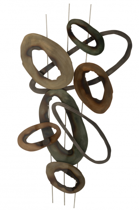 Decoratiune de perete Ovals, Metal Fier, Maro, 91x50x4.5 cm