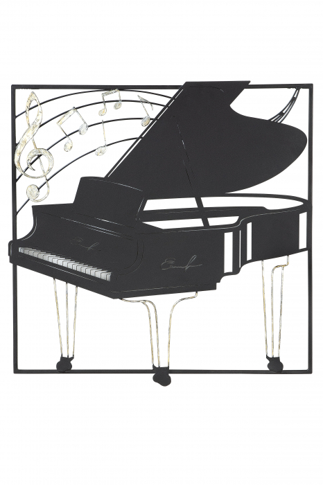 Decoratiune de perete piano, metal, maro, 50x50x2 cm [2]
