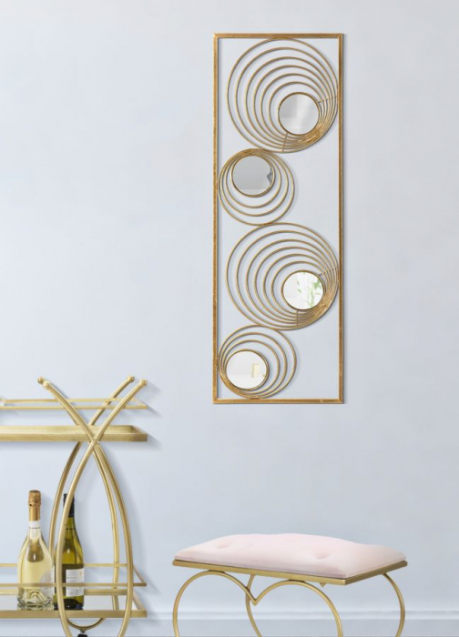 Poza Decoratiune de perete Rays, fier, auriu, 32X2X90 cm